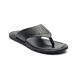Michael Angelo Synthetic Leather Regular Black V Strap Flat Sandal Comfortable Slippers for Men