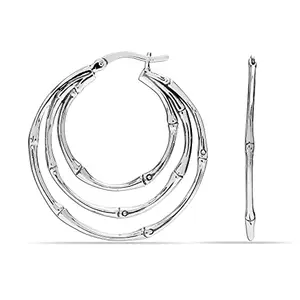 Amazon Brand - Nora Nico 925 Sterling Silver BIS Hallmarked Antique Orbital Bamboo Hoop Earrings for Women