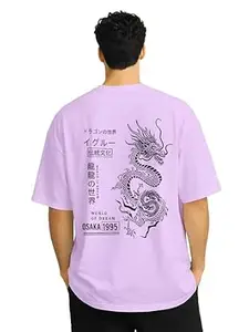 ENCIGER Men Oversized Cotton T-Shirt | Drop Shoulder Graphic Printed Loose Fit Casual Streetwear Tee for Men