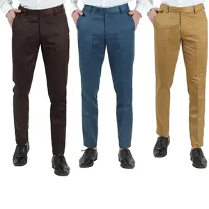 VEI SASTRE Men's Slim Fit Formal Trousers_Pant SF Combo 3 (28, Brown, Dark Grey,Beige) (34, Brown,Blue,Khaki)