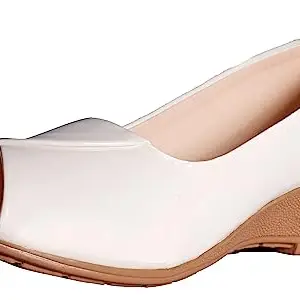 GULAOTHI FOOTWEAR Women wedge Style Bellies with open-toe (white, numeric_4)