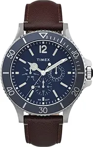TIMEX Analog Blue Dial Men Watch-TW2U13000 Genuine Leather, Brown Strap