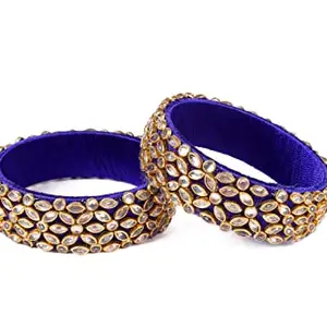 Saumakshi Designs Silk Thread Bangle Kada for women (Royal Blue) (2.4)
