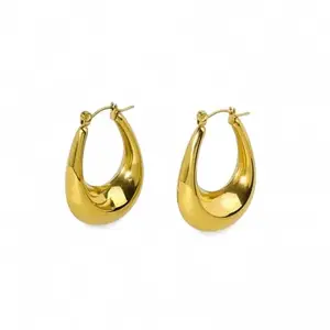 Jewels Galaxy Gold Plated Anti Tarnish Chunky Statement Hoop Earrings (MYN-ERG-57060)