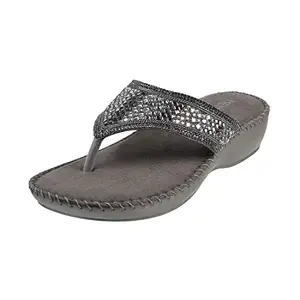 Mochi Women Gun-metal Suede Leather Comfort Slip-on Sandal UK/7 EU/40 (44-8)