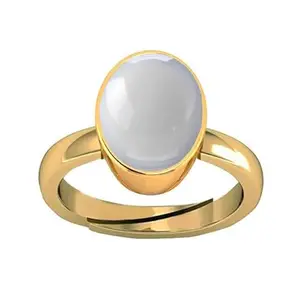KUSHMIWAL GEMS Certified Unheated Untreated 6.25 Ratti 5.00 Carat A+ Quality Natural Rainbow Moonstone Gemstone Gold Plated Ring for Women and Men