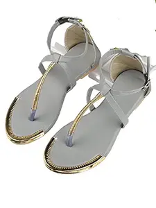 WalkTrendy Womens Synthetic Grey Sandals - 7 UK (Wtwf401_Grey_40)