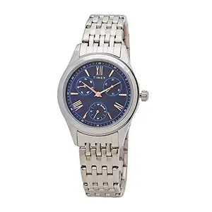 Timex Women Stainless Steel Analog Blue Dial Watch-Tw000W216, Band Color-Silver