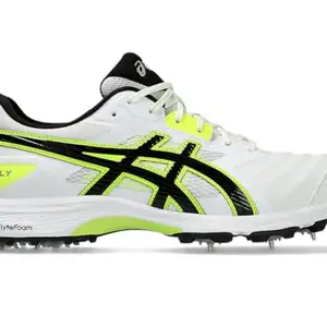 ASICS Men's Gel-Gully 7 Cricket Shoe (White/Safety Yellow) (White/Safety Yellow, 7)