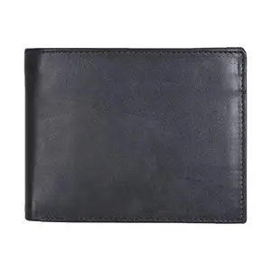 Leatherman Fashion LMN Genuine Leather Solid Design Black Unisex Wallet(7 Card Slot)