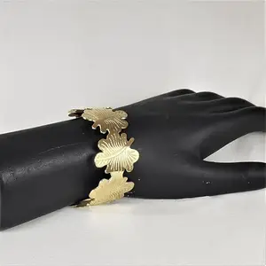 Vintage Style Brass Butterfly Cuff Bracelet, Gold-Tone, Fashion Jewelry for Women