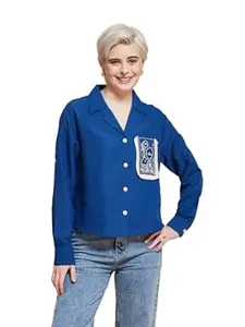 J TURRITOPSIS Women's Embroidered Long Sleeves Stylish Shirt || Shirt Top for Women