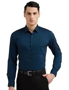 Peter England Men's Everyday Solid Slim Fit Full Sleeve Formal Shirt | Cotton-Rich