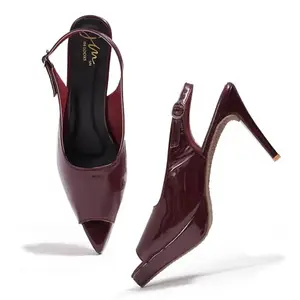 JM LOOKS Women Noir Charm Slingback Stilettos with Peep-Toe Adjustable Slingback Strap for Party, Wedding