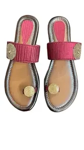 Women's Slip on Casual Flat Sandals Fashion (MAROON, numeric_7)