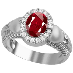 SIDHGEMS 92.5 Sterling Silver Ruby Birth stone 11.25 Ratti 10.05 Carat Natural Burma Ruby Manik Stone Adjustable Ring
