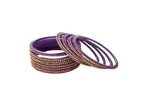 HOUSE OF BANGLEZ Women’s Stone Studded Bangle Set Set of 12 Traditional Bangles