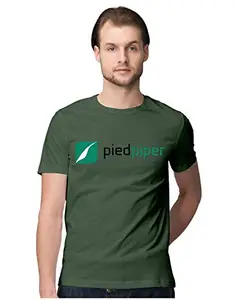ALLEN BLACK Men's Regular Fit T-Shirt Pied Piper Silicon Valley 100% Cotton T-Shirt Olive Green_PPP-OGREEN-XXL-MENR_