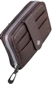 Kesariya Fashion Credit/Debit/ATM/Visiting/Business Zipper Card Holder Case Wallet for Gift Men & Women with Money Coin Purse(Brown)