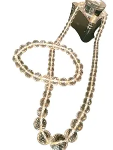 STONE GEMS GALLERY Spadikam Malai Combo Bracelets+White Crystal Necklace स्फटिक ब्रेसलेट + स्फटिक की माला ओरिजनल Stylish Wearing Genuine Transparent Sphatik Necklace Original Lab Tested Certificate