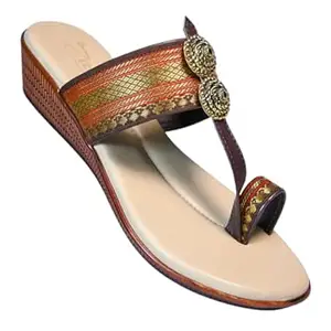 Zibia Women's Synthetic Leather Comfort Fashion Sandal | Colour - Black-Maroon | Size - P