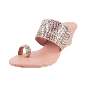 Metro Women Peach Ethnicwear Wedge Heel Sandal UK/5 EU/38 (32-573)
