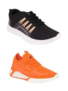 FOOT STAIR Men's Sports Walking PVC Sole Multicolor Combo Brown+ Orange Size 6