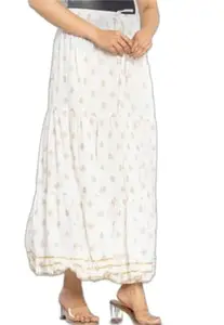 Stylish Rayon Ethnic Skirt ? Women?s Floral Long Skirt Design for The Size of -L Multicolour