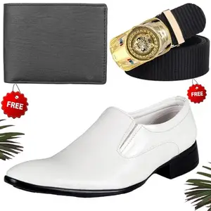 Stylish Trendy Formal Shoes/Party Shoes/Shoes Combo with Free Wallet & Belt for Men and Boys (BAZAAR5615_VTOR-BLK-2004) Multicolor