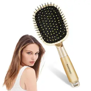 Majestique Hair Paddle Brush for Women & Girls – Detangling Brush for Wet & Dry Hair – Smoothing, Straightening & Blow Drying Styling Tool – Daily Hair Care Essential (Gold Series)