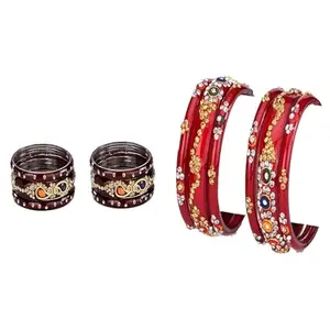 Somil Combo Bangle Set For Women | Traditional Daily Bangles | Perfect For Parties & Functions, Pack Of 12, Maroon, Red -D243