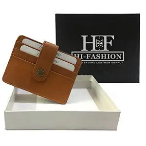 Hi-Fashion Men Tan Genuine Leather Card Holder