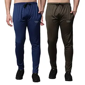 VIMAL JONNEY Dry Solid Lycra Multicolor Trackpants for Men (Pack of 2)-Dry__DD10__BLU__OLV__02-L
