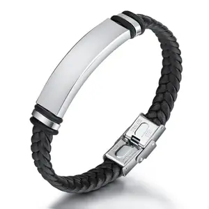 Salty Alpha Calfskin Bracelet for Men & Boys | Stainless Steel | Leather | Wrist Band | Fancy & Stylish | Birthday Gift | Aesthetic Jewellery | Accessories for Everyday Wear | Black