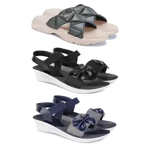 Women's Comfortable Sandal,Casual Lightweight Sandal for Everyday Wear | BTS-(3-COMBO)-1891-1969-1972-6-EURO-37