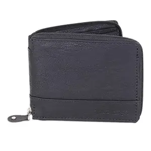 WILD EDGE Black PU Genuine Leather Wallet for Men
