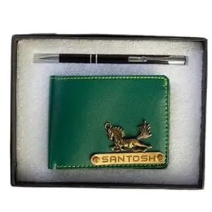 Customized Wallet Combo-Includes Wallet and Pen (Green)
