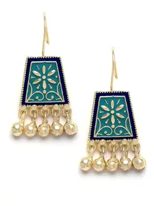 Karatcart Gold Plated Blue and Light Blue Meena Drop Earring for Women