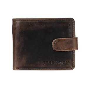 STEPHORN Leather Wallet for Men, 2 Cash Compartments with Chain, 6 Card Slots, 1 Hide Compartment for Cash (Dark Brown)
