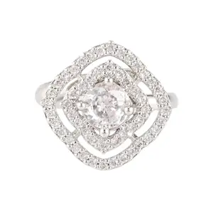 VOYLLA Sparkling Elegance Majestic American Diamond Ring For Women|CZ Rings|Wedding|Western|Stylish|Valentine's Day Gift|Gift For Women & Girls|