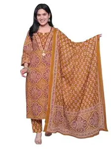 Cotton Printed Kurti Set with Handwork, Printed Pant with Pocket and Dupatta, Traditional Indian Ethnic Wear for Women