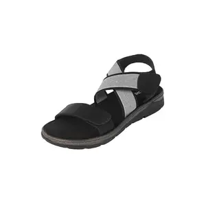 Mochi Womens Black Fashionable Sandal with Cross-Strap Slingback UK/4 EU/37 (33-1182)
