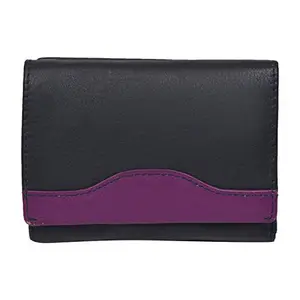 Leatherman Fashion LMN Girls Dark Blue Lilac Genuine Leather Wallet (7 Card Slots)