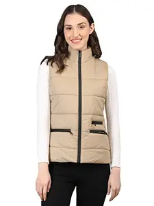 CHKOKKO Women's Winter Quilted Jacket Beige Size S