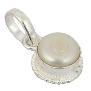 JAGDAMBA GEMS Certified 4.25 Ratti Natural Pearl Gemstone Original Certified moti panchhdhaatu/Ashtadhatu Silver Pendant for Men and Women