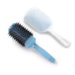 UMAI Hair Brush with Strong & Flexible Bristles|Pain-Free Detangling|Hairbrush Set for All Hair Type|Hair Styling Brush for Women & Men (Thermal Ceramic-53mm & Detangler)