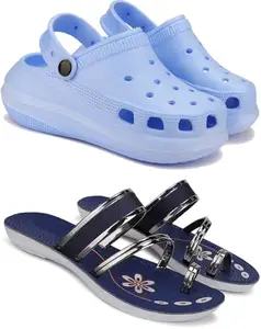 BERSACHE Extra Soft Classic Casual Slides for Women with Regular wear | Ultra Soft & Flexibility Technology | Combo(PP)-1959-1945 Multicolor