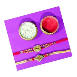 MOOLYAVAAN PRODUCTS Cool Bro & Bhaiya Stone Designer Rakhi | RakshaBandhan Rakhi | With Roli & Chawal (AR-0120) (Pack of 2)