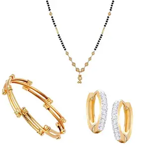 ZENEME Jewellery Gold Plated Fancy Mangalsutra Design Bracelet Bangles Set For Girls & Women