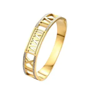 MYKI Zephyrous Stylish Roman Numbers Diamond Kada Bracelet For Women & Girls